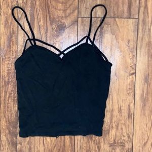 Brandy Melville black criss cross cropped tank top